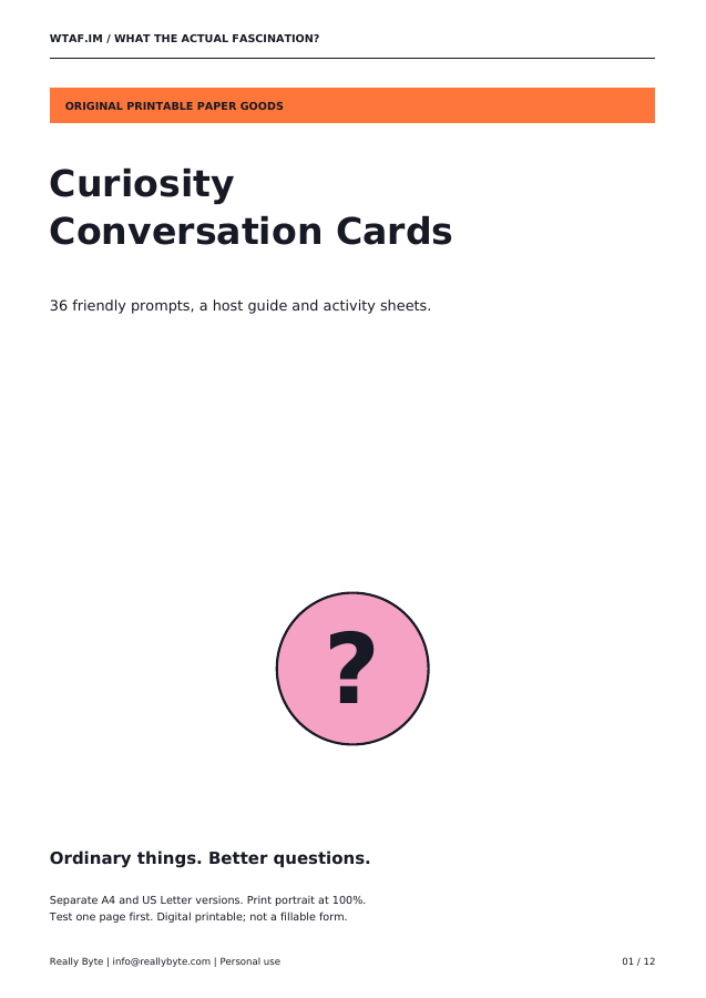 Cover of Curiosity Conversation Cards